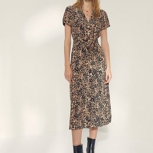 Aritzia Wilfred Leopard Print Shirt Dress Size XS